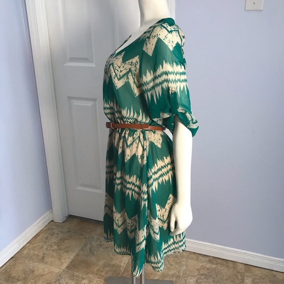 Peach Love/ModCloth Belted Dress Size Large - Picture 5 of 8